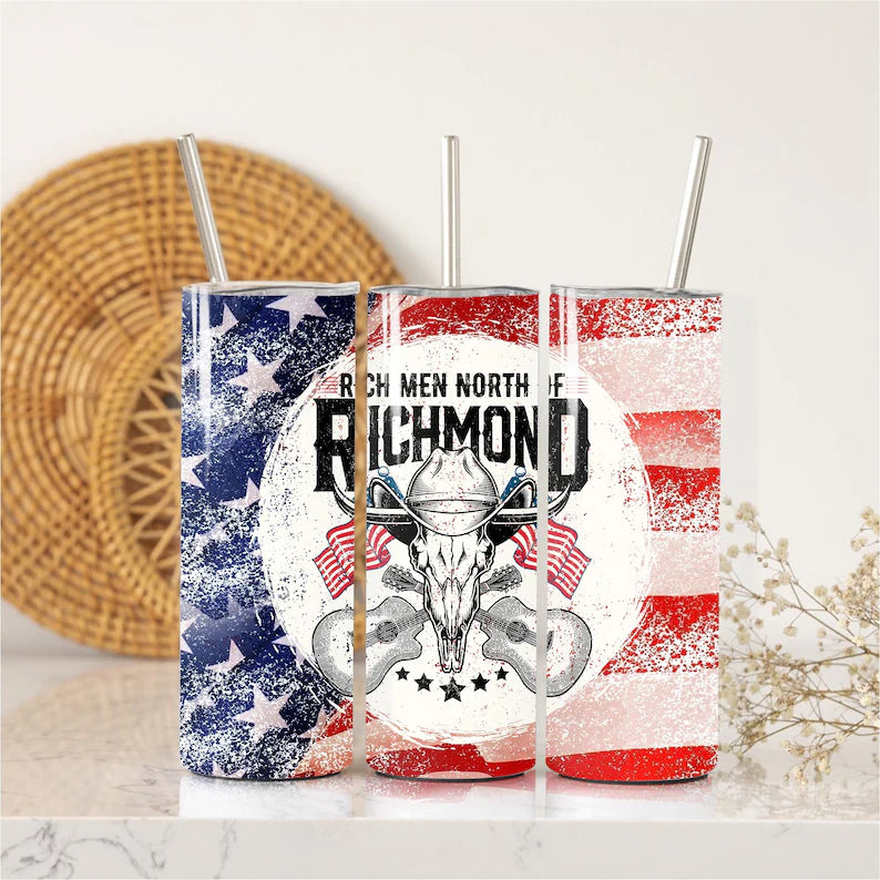Rich Men North of Richmond Tumbler drinkware-with straw -water bottle -coffee mug cup travel tumbler Stainless Steel