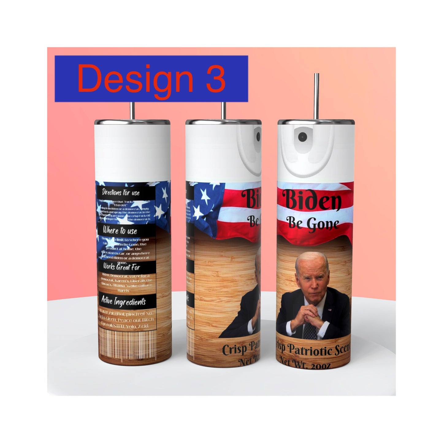 Biden Be Gone Tumbler 20oz Skinny Straight Tumbler drinkware-with straw -water bottle -coffee mug cup travel tumbler Stainless Steel