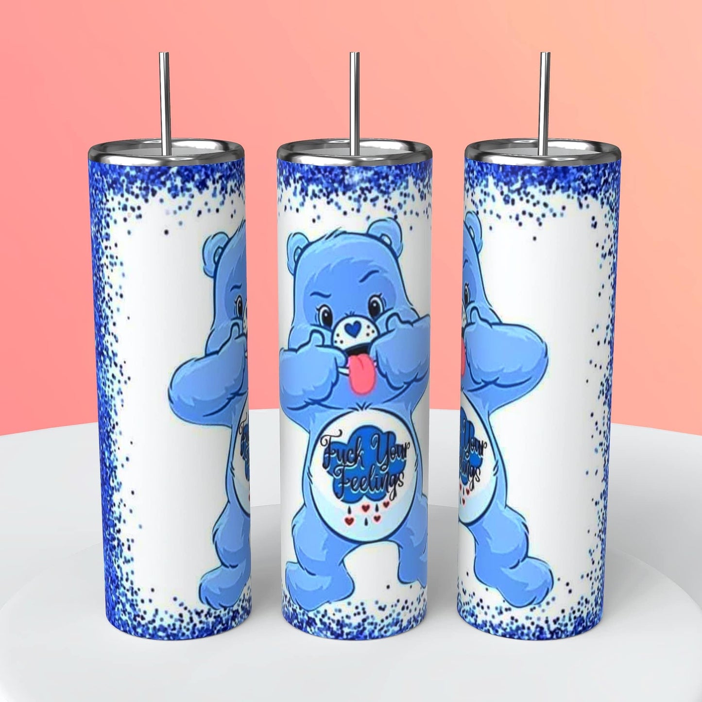 Care Bears bad feelings Tumbler 20oz Skinny Straight Tumbler drinkware with straw -water bottle -coffee mug cup travel tumbler Stainless Steel