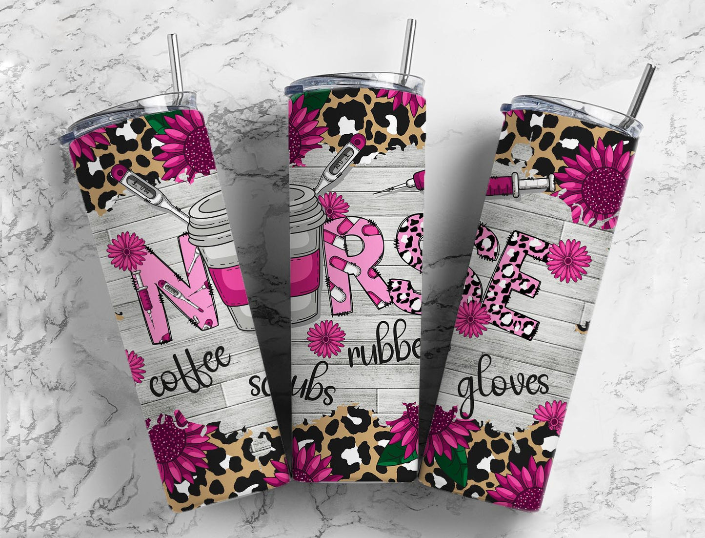 Nurse Coffee Scrubs Tumbler 20oz Skinny Straight Tumbler drinkware-with straw -water bottle -coffee mug cup travel tumbler Stainless Steel