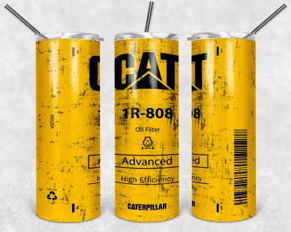 Cat Oil Filter 20oz Skinny Tumbler custom drinkware - with straw - Stainless Steel cup