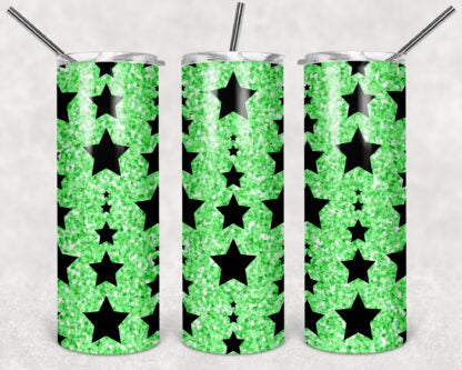 Green Stars 20oz Skinny Tumbler custom drinkware - with straw - Stainless Steel cup