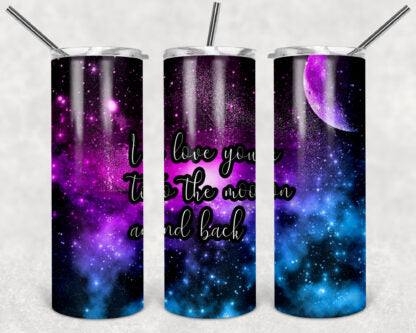 I Love You To The Moon And Back 20oz Skinny Tumbler custom drinkware - with straw - Stainless Steel cup