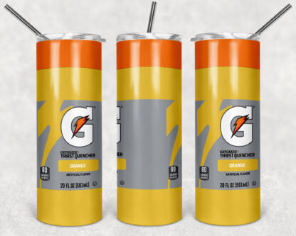 Gatorade Drink 20oz Skinny Tumbler custom drinkware - with straw - Stainless Steel cup