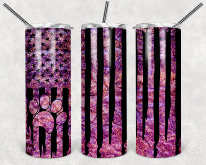 Paw Print Flag 20oz Skinny Tumbler custom drinkware - with straw - Stainless Steel cup
