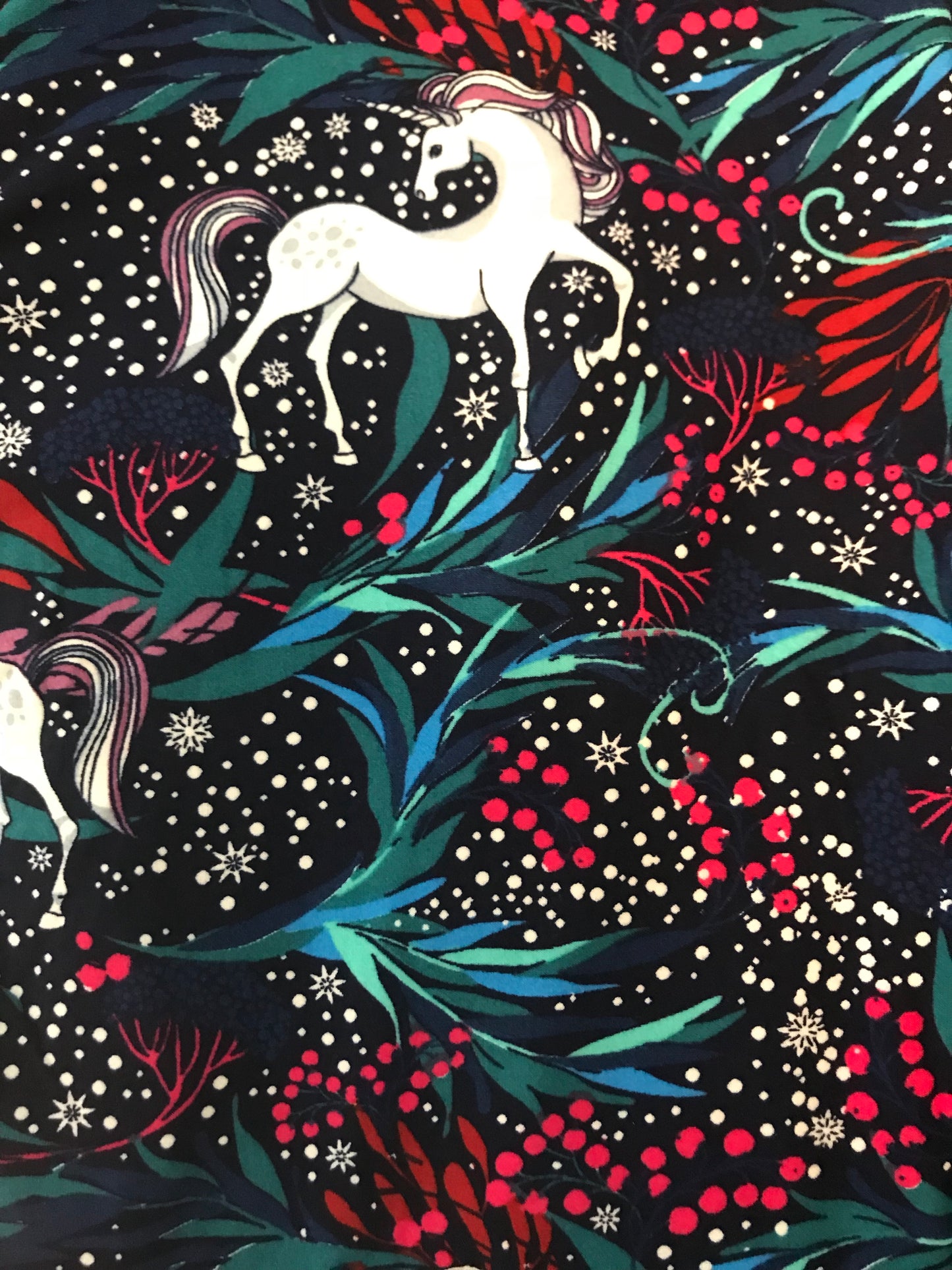 Ladies Unicorn print ultra soft Leggings- Black background - Women's