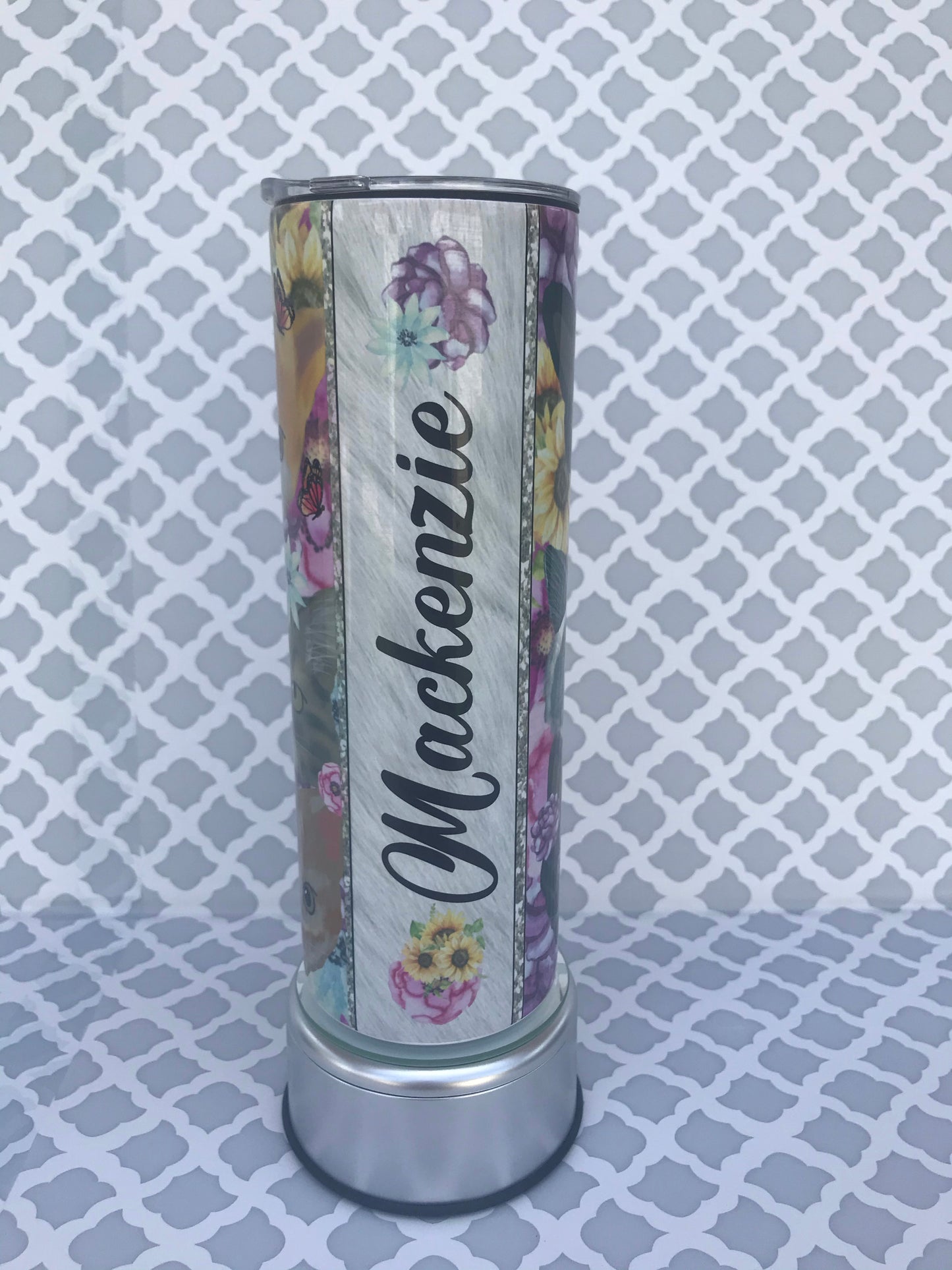 Cat 20oz Skinny Tumbler custom drinkware - with straw - Stainless Steel cup - Personalized Kitty Cat Tumbler