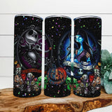 Sally and Jack Skellington Tumbler 20oz Skinny Straight Tumbler drinkware-with straw -water bottle -coffee mug cup travel tumbler Stainless Steel
