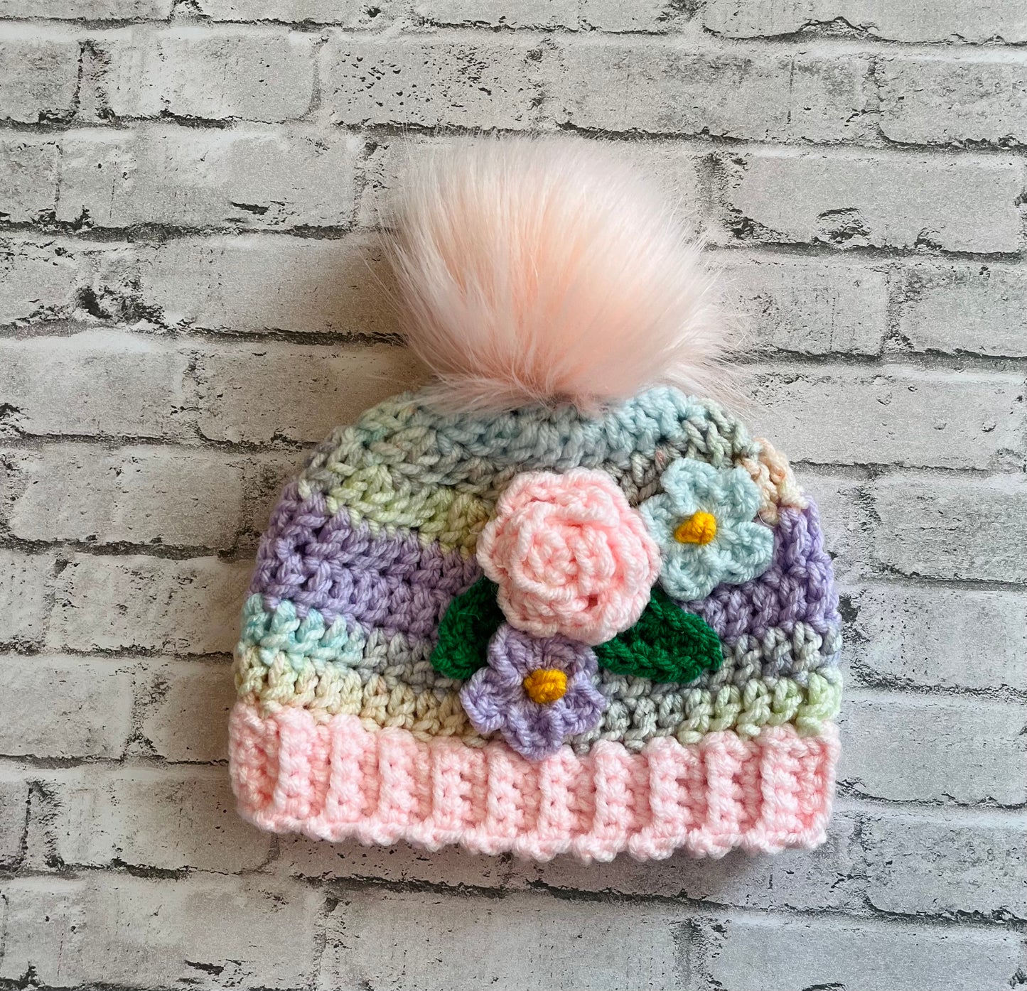 Crochet Baby blanket - handmade custom unicorn baby blanket with matching crochet beanie hat.