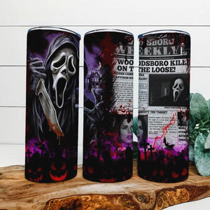 Halloween Ghost Face  Tumbler 20oz Skinny Straight Tumbler drinkware-with straw -water bottle -coffee mug cup travel tumbler Stainless Steel Halloween