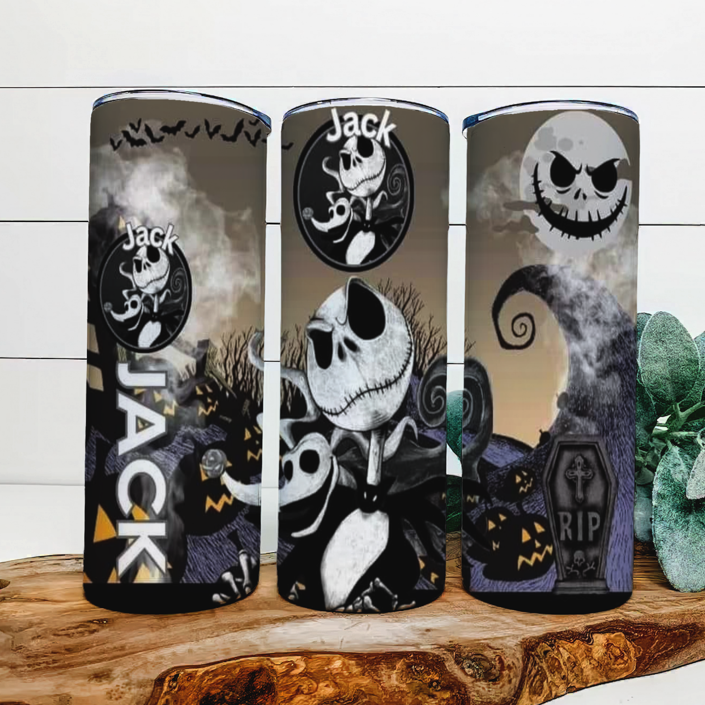 Jack Nightmare before Christmas Tumbler 20oz Skinny Straight Tumbler drinkware-with straw -water bottle -coffee mug cup travel tumbler Stainless Steel Halloween