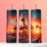 Oil Rig Tumbler 20oz Skinny Straight Tumbler drinkware-with straw -water bottle -coffee mug cup travel tumbler Stainless Steel