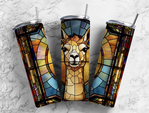 Stained Glass Llama Tumbler 20oz Skinny Straight Tumbler drinkware-with straw -water bottle -coffee mug cup travel tumbler