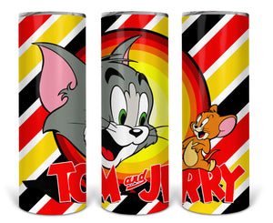 Tom And Jerry Tumbler drinkware-with straw -water bottle -coffee mug cup travel tumbler Stainless Steel
