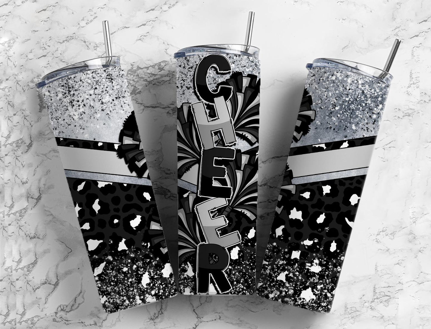 Cheer Cheerleader Tumbler 20oz Skinny Straight Tumbler drinkware-with straw -water bottle -coffee mug cup travel tumbler Stainless Steel