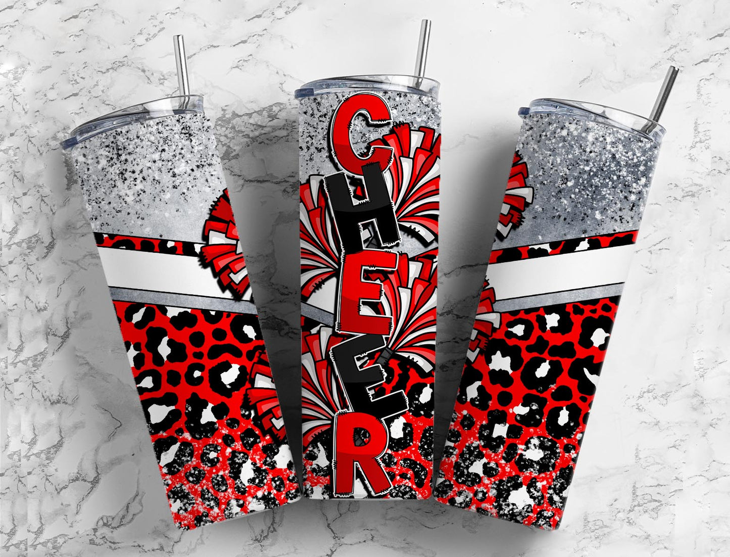 Cheer Cheerleader Tumbler 20oz Skinny Straight Tumbler drinkware-with straw -water bottle -coffee mug cup travel tumbler Stainless Steel