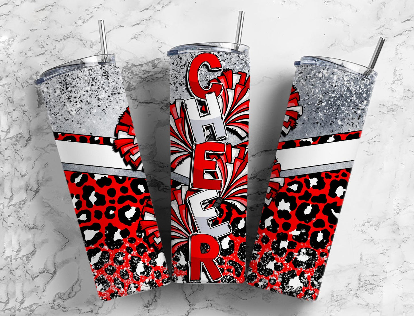 Cheer Cheerleader Tumbler 20oz Skinny Straight Tumbler drinkware-with straw -water bottle -coffee mug cup travel tumbler Stainless Steel