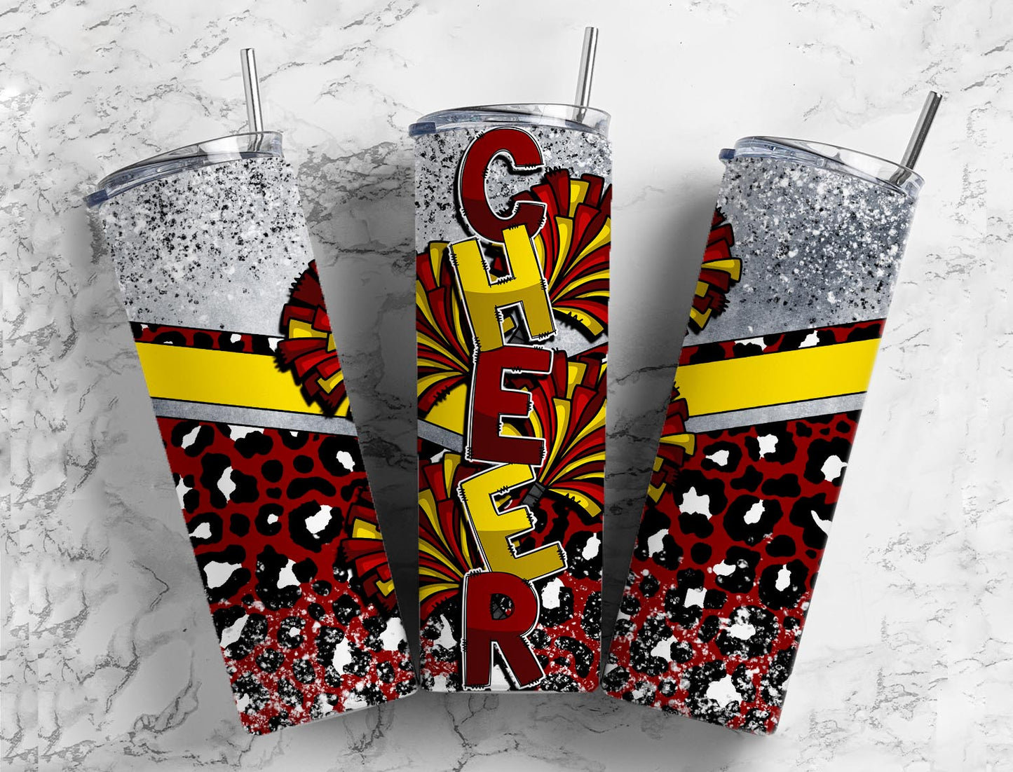 Cheer Cheerleader Tumbler 20oz Skinny Straight Tumbler drinkware-with straw -water bottle -coffee mug cup travel tumbler Stainless Steel