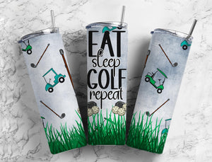 Eat Sleep Golf Tumbler 20oz Skinny Straight Tumbler drinkware-with straw -water bottle -coffee mug cup travel tumbler Stainless Steel