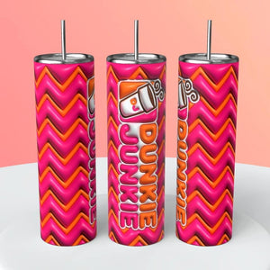 Dunkie Junkie Tumbler 20oz Skinny Straight Tumbler drinkware-with straw -water bottle -coffee mug cup travel tumbler