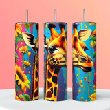 Giraffe and Sunflowers Tumbler 20oz Skinny Straight Tumbler drinkware-with straw -water bottle -coffee mug cup travel tumbler Stainless Steel