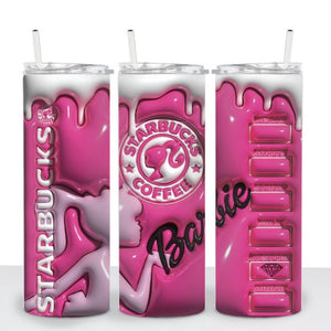 Barbie 3D Tumbler 20oz Skinny Straight Tumbler drinkware-with straw -water bottle -coffee mug cup travel tumbler Stainless Steel