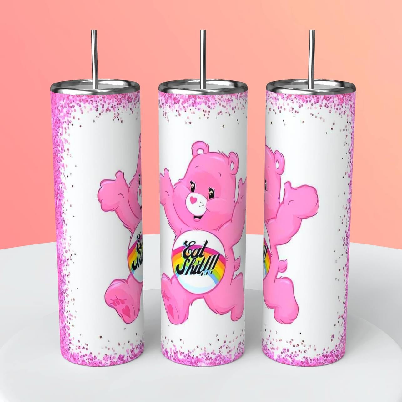 Care Bears bad feelings Tumbler 20oz Skinny Straight Tumbler drinkware with straw -water bottle -coffee mug cup travel tumbler Stainless Steel