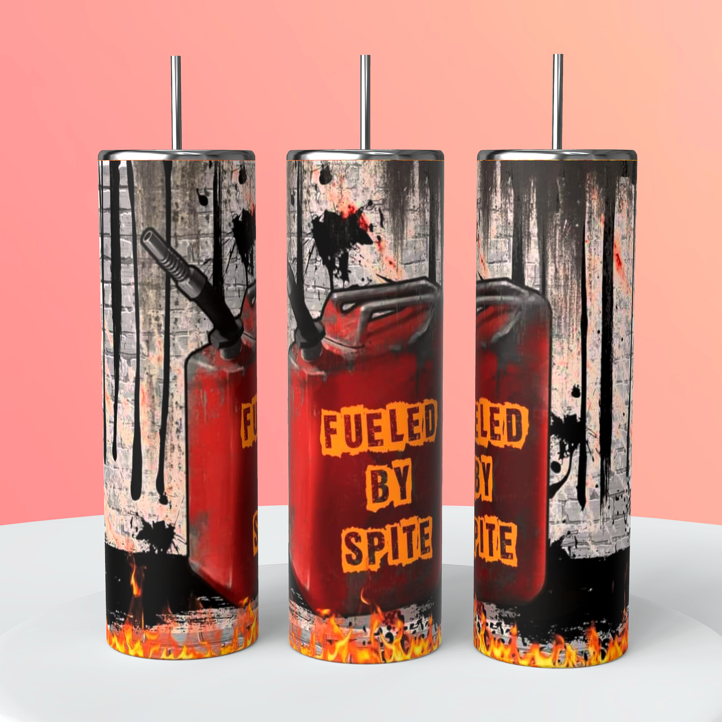 Fueled by Spite Tumbler 20oz Skinny Straight Tumbler drinkware-with straw -water bottle -coffee mug cup travel tumbler Stainless Steel