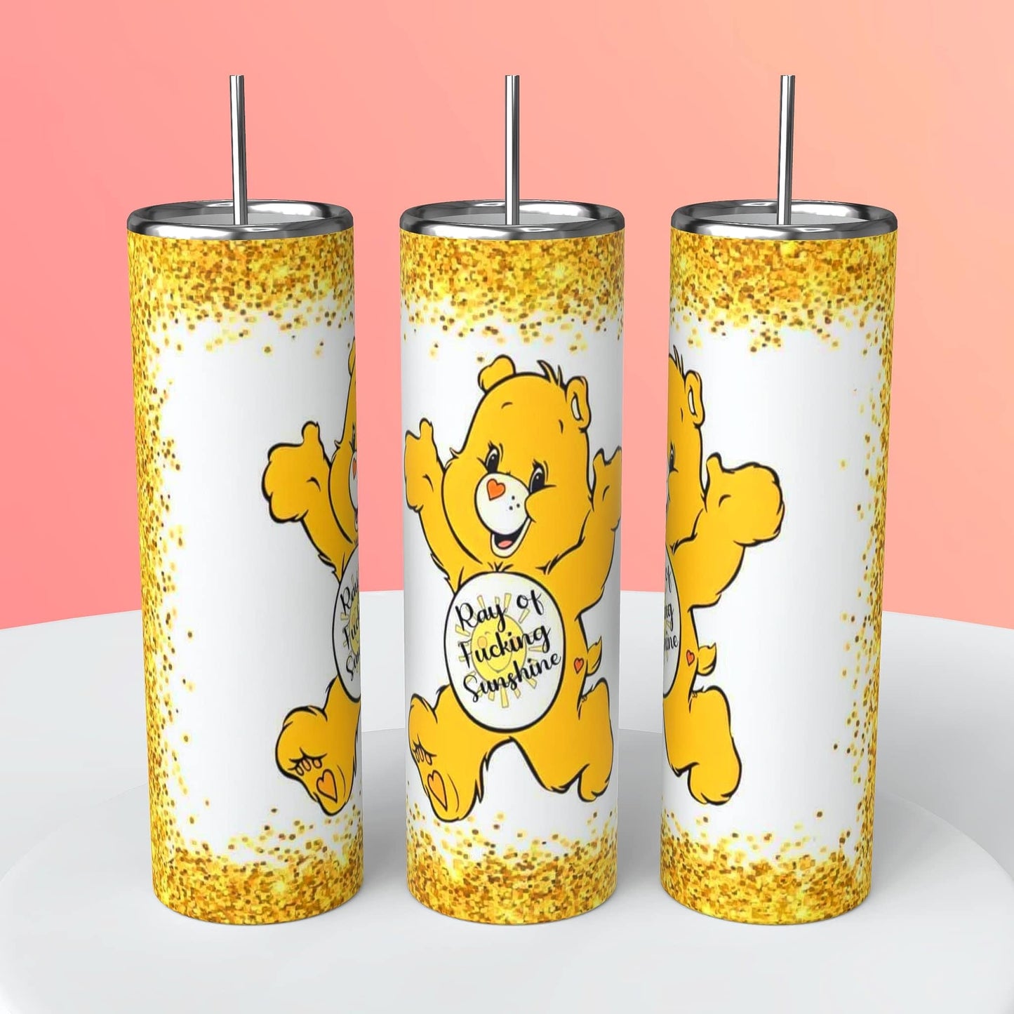 Care Bears bad feelings Tumbler 20oz Skinny Straight Tumbler drinkware with straw -water bottle -coffee mug cup travel tumbler Stainless Steel