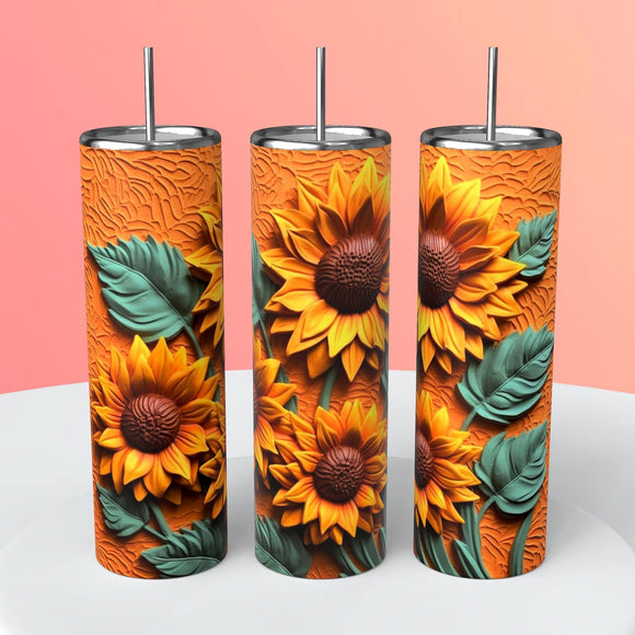 Sunflowers 3D Tumbler 20oz Skinny Straight Tumbler drinkware-with straw -water bottle -coffee mug cup travel tumbler