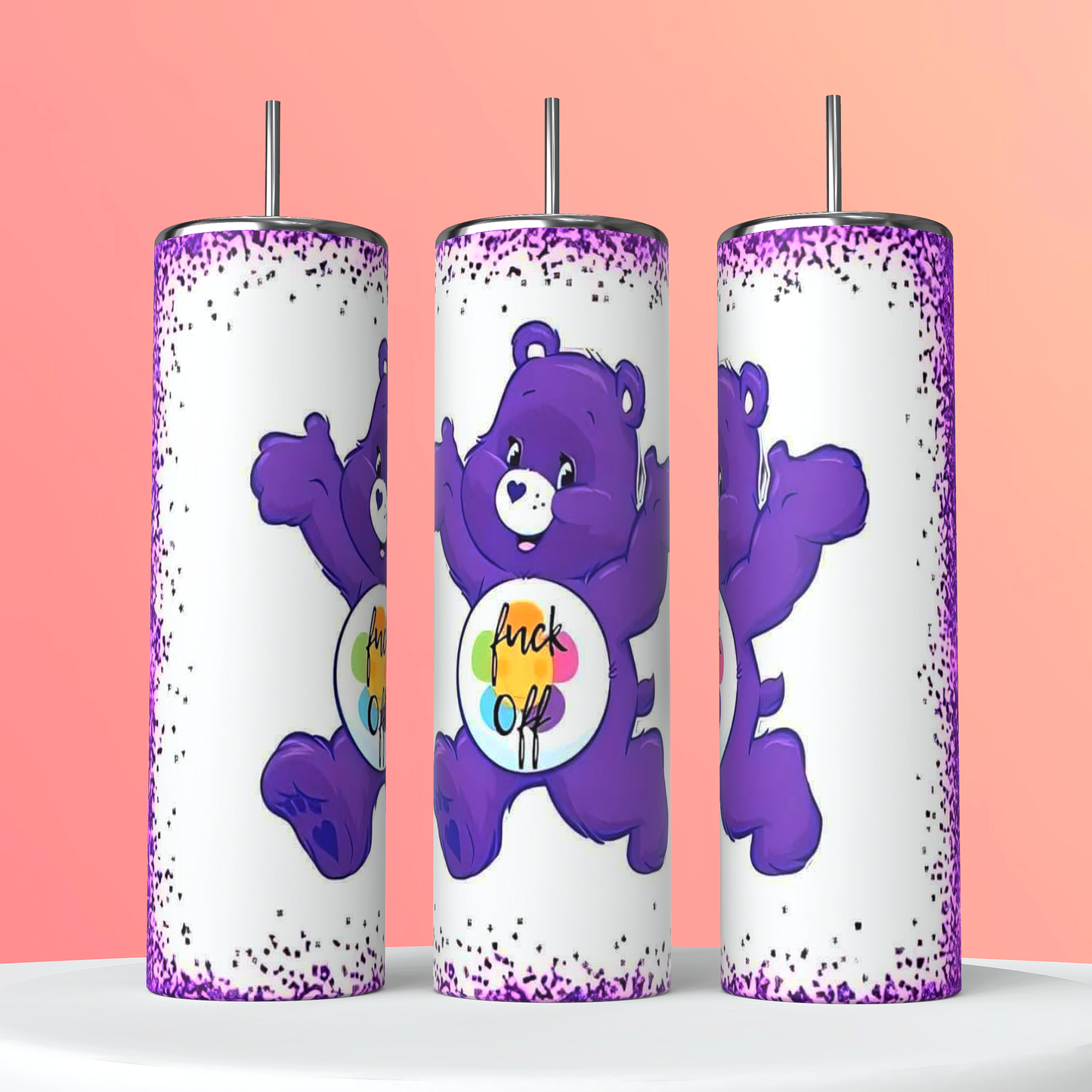 Care Bears bad feelings Tumbler 20oz Skinny Straight Tumbler drinkware with straw -water bottle -coffee mug cup travel tumbler Stainless Steel