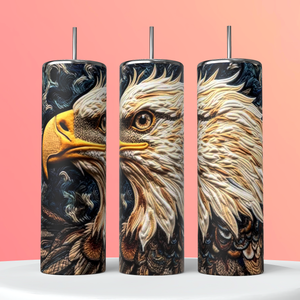 Eagle 3D Tumbler 20oz Skinny Straight Tumbler drinkware-with straw -water bottle -coffee mug cup travel tumbler
