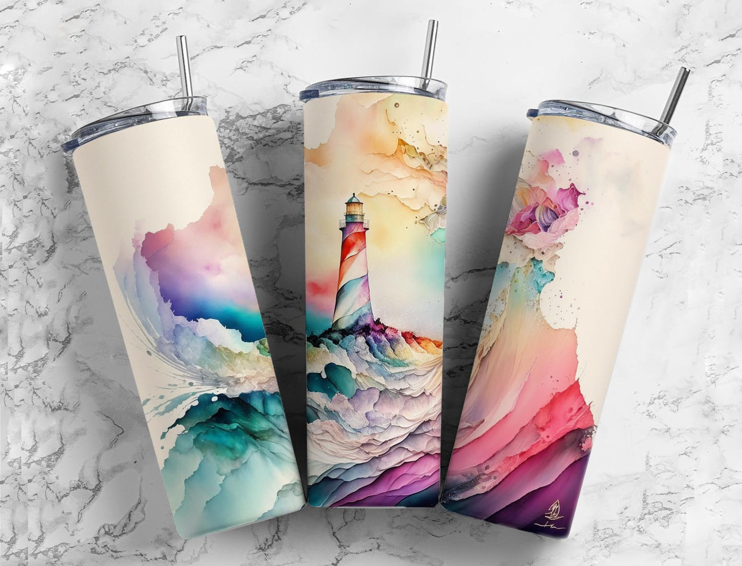 Lighthouse Tumbler 20oz Skinny Straight Tumbler drinkware-with straw -water bottle -coffee mug cup travel tumbler