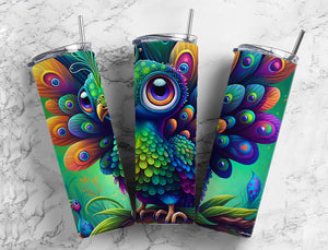 Peacock Tumbler 20oz Skinny Straight Tumbler drinkware-with straw -water bottle -coffee mug cup travel tumbler Stainless Steel