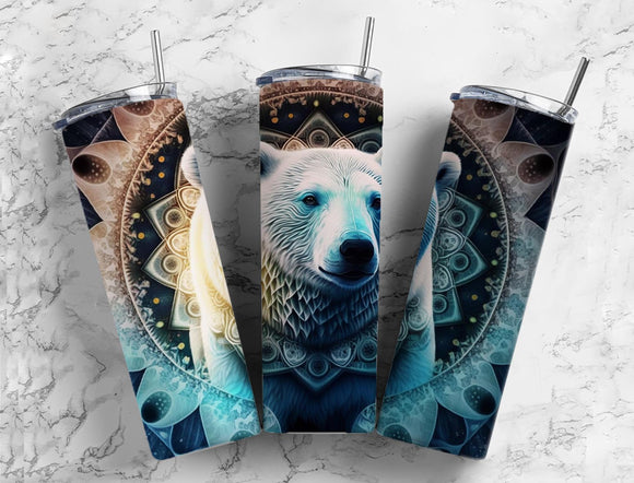 Polar Bear Tumbler 20oz Skinny Straight Tumbler drinkware-with straw -water bottle -coffee mug cup travel tumbler
