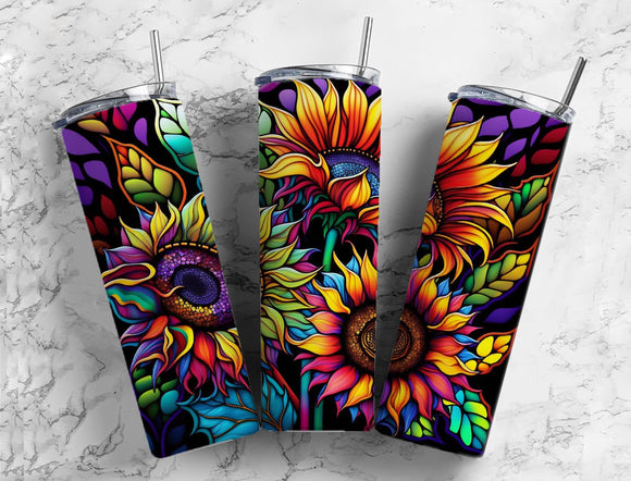 Bright color Sunflowers Tumbler 20oz Skinny Straight Tumbler drinkware-with straw -water bottle -coffee mug cup travel tumbler