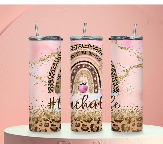 Teacher Tumbler 20oz Skinny Straight Tumbler drinkware-with straw -water bottle -coffee mug cup travel tumbler Stainless Steel