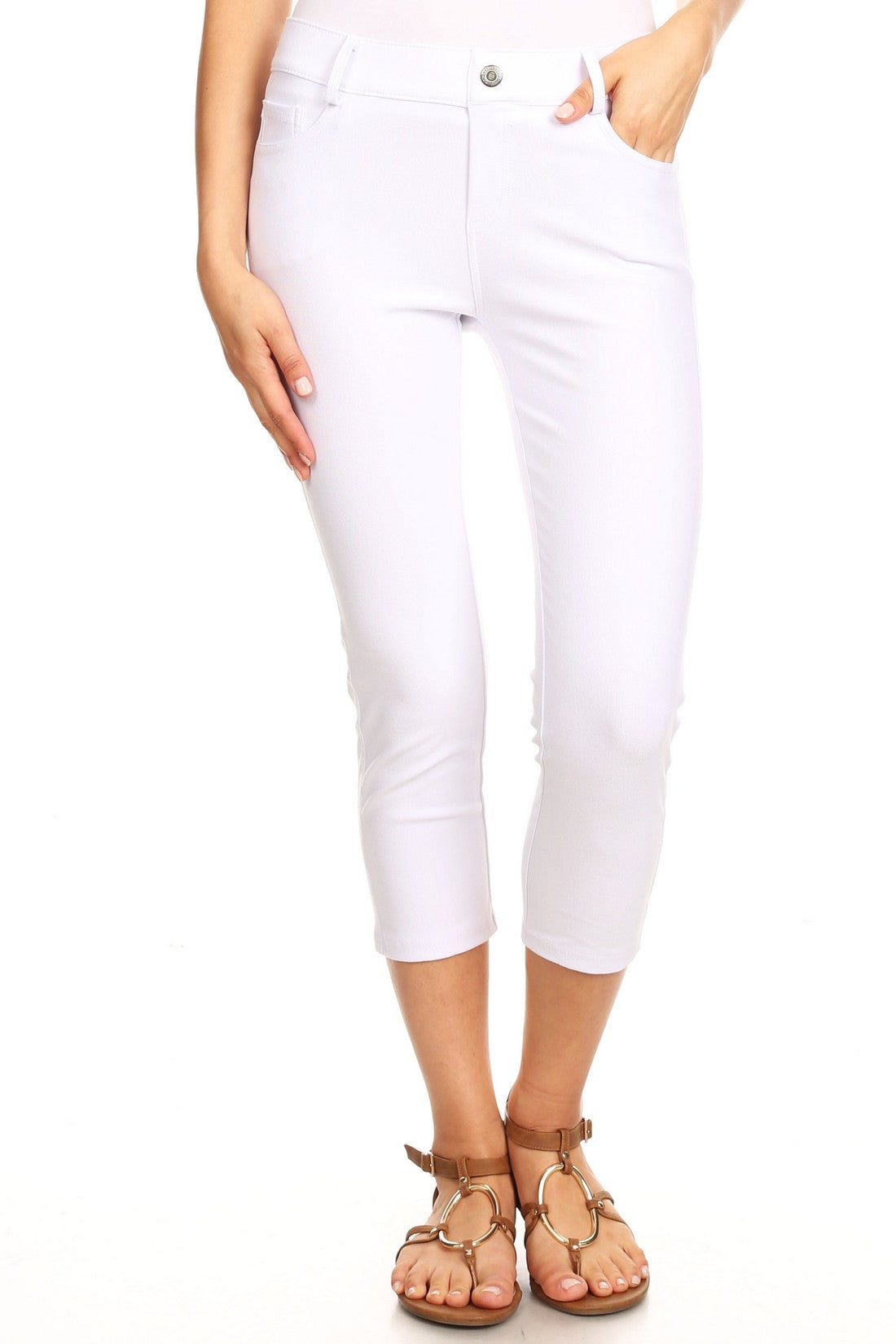 "SALE"  Color Jean Capris  Jeggings - 5 Pockets White, Camel and Grey