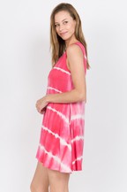 Tie Dye swing knit Dress - Fuchsia