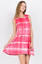 Tie Dye swing knit Dress - Fuchsia