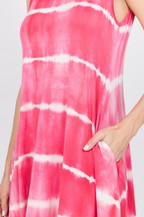 Tie Dye swing knit Dress - Fuchsia