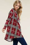 PLAID PRINT OPEN CARDIGAN COVER-UP - Red - Long Sleeves