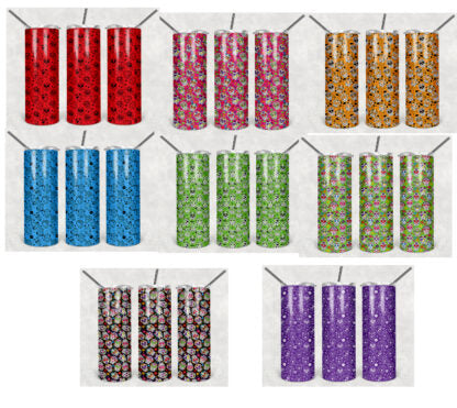Sugar Skull 20oz Skinny Tumbler custom drinkware - with straw Stainless Steel Cup