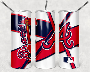 Atlanta Braves 20oz Skinny Tumbler custom drinkware - with straw - Stainless Steel cup - Baseball