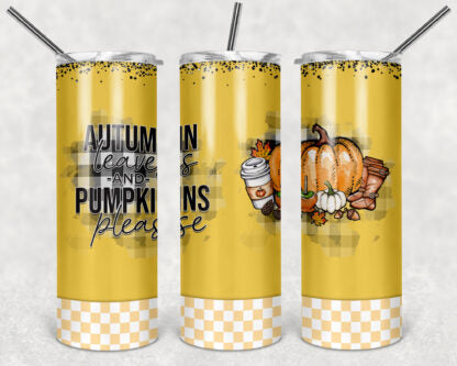 Autumn Leaves and Pumpkins Please 20oz Skinny Tumbler custom drinkware - with straw Stainless Steel Cup