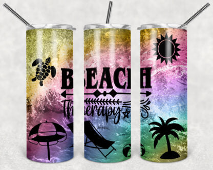 Beach Therapy 20oz Skinny Tumbler custom drinkware - with straw - Stainless Steel cup