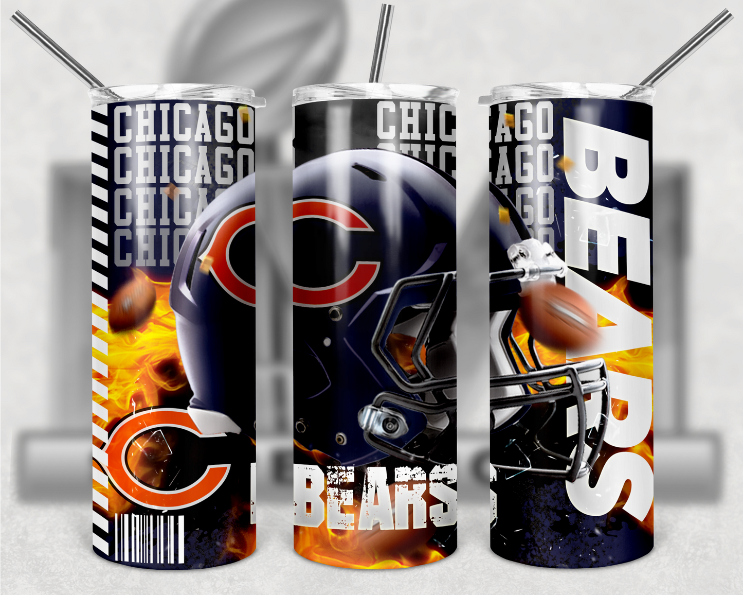 Football Teams 20oz Skinny Tumbler custom drinkware - with straw - Stainless Steel cup - NFL -