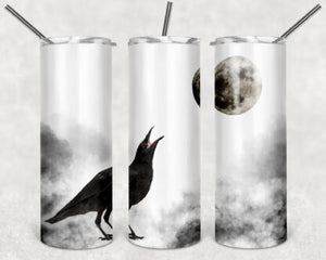 Black Crow 20oz Skinny Tumbler custom drinkware - with straw - Water cup bottle - Halloween