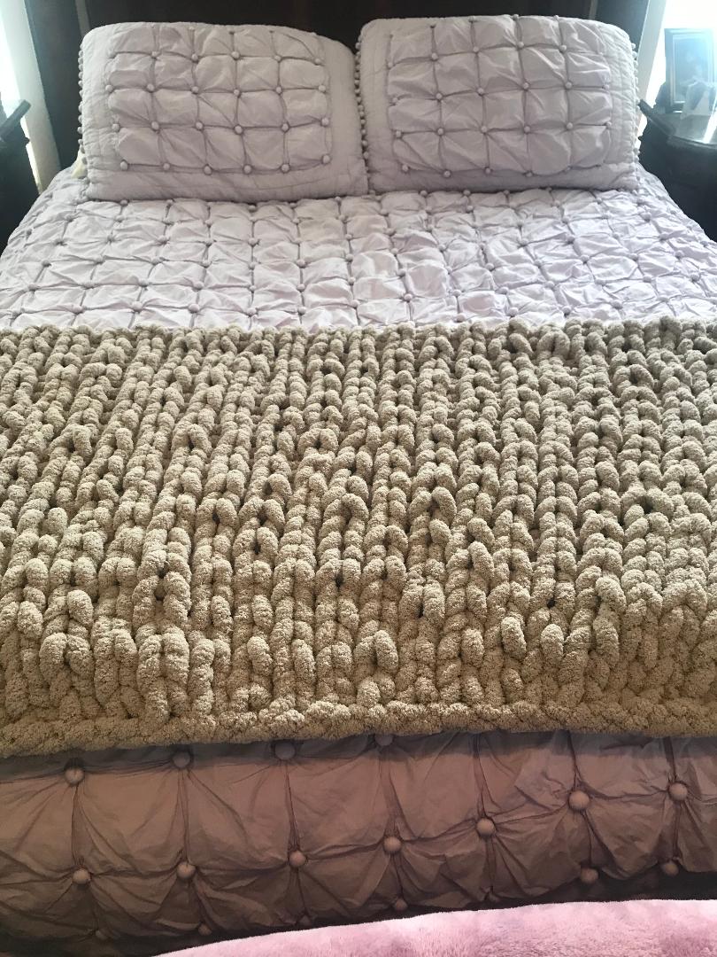 Large Handmade Knit Chunky Blanket soft chenille - Large  blanket throw