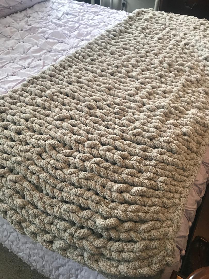 Large Handmade Knit Chunky Blanket soft chenille - Large  blanket throw